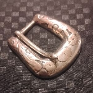 Vintage Sterling Silver With 10 K Gold Overlay Belt Buckle Made In Mexico